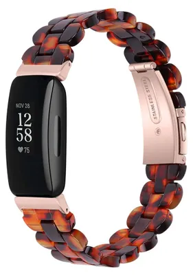 Produktbild von By Qubix passend für Fitbit Inspire 3 - Resin Gliederarmband - Amber Braun
