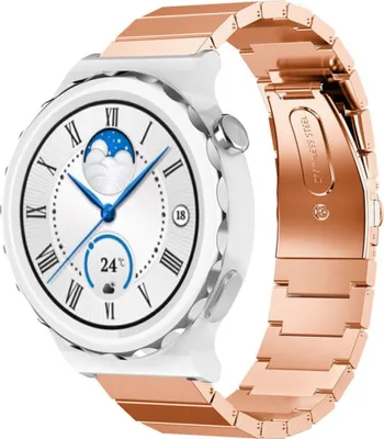 Produktbild von Strap-it Metallarmband - Kompatibel mit Huawei Watch GT 3Armband 42mmEdelstahl Huawei watch strap Armband mit faltschließe für 20mmArmband Rosa Gold