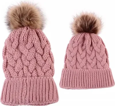 Produktbild von Mutti und Baby Mützen Set - Rosa für Mama und Kind KP21553