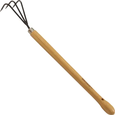 Zdjęcie produktu dla Kultywator ekologiczny, 3 zęby, z rączką z drewna bukowego (48 cm)
