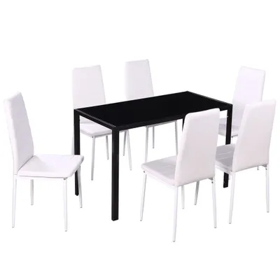 Immagine prodotto di vidaXL set da pranzo 7 pezzi bianco e nero