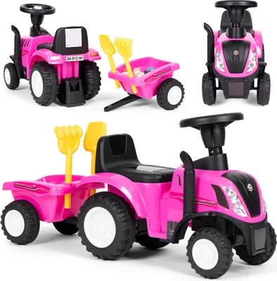 Immagine prodotto di Trattore New Holland con rimorchio, volante interattivo con suoni, rosa 12m+