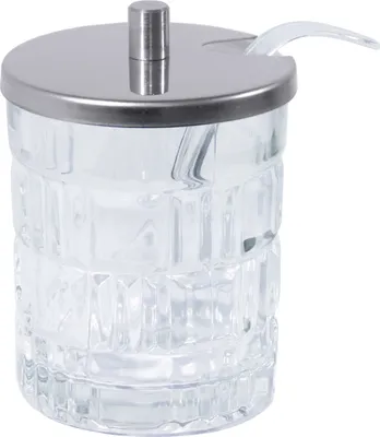 Produktbild von Menage, 5-teilig, Salz/Pfeffer, Essig/Öl, Senf, aus Edelstahl 18/10, Ø13 cm : Ersatzglas Variante: Ersatzglas