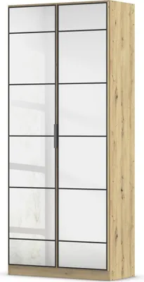 Produktbild von Drehtürenschrank >Acero< in Spiegel / Eiche Artisan - 91x210x41 (BxHxT)