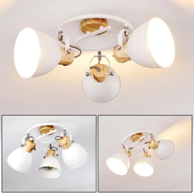 Produktbild von Verago »Verago« runde Deckenlampe aus Metall in Weiß/Holzoptik