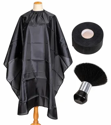 Produktbild von INF Friseurumhang mit Nackenbürste & Nackenstreifen Schwarz