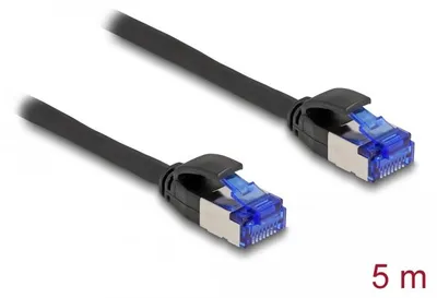 Produktbild von DeLOCK RJ45 Netzwerkkabel Cat.6A S/FTP Slim 5 m schwarz, 5 m, Cat6a, S/FTP (S-STP), RJ-45, RJ-45, Schwarz