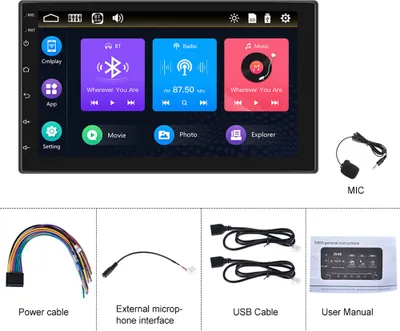 Obrázok produktu pre 7-palcové káblové rádio Carplay MP5 Player Univerzálny GPS Bluetooth Dotykové ovládacie tlačidlo
