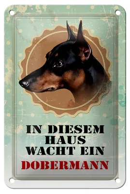 Produktbild von Blechschild Hund 12x18cm in diesem Haus wacht ein Dobermann