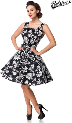 Produktbild von Belsira Mittellanges Kleid Damen Swing-Blumenkleid schwarz L