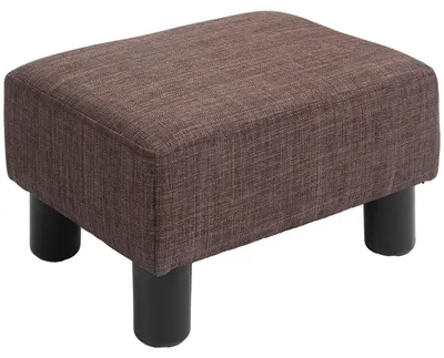 Image de HOMCOM : Repose-pied, tabouret, ottoman rectangulaire, repose-pied en lin, couleur marron