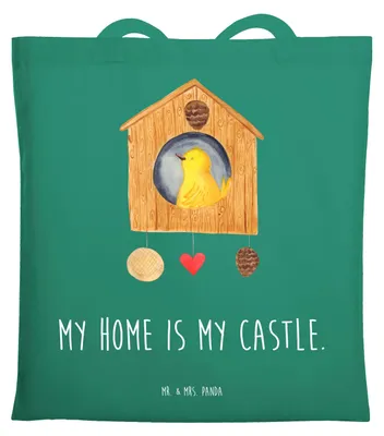 Produktbild von Mr. & Mrs. Panda Tote Bag Vogel Haus - Mint - Geschenk, Tasche, Zuhause, festival, Laptoptasche, Castle, Einkaufstasche, Familie, Lustige Sprüche, Wohnung, Stoffbeutel
