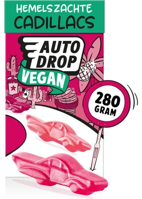 Produktbild von Autodrop Hemelszachte Vegane Cadillacs Lakritz 280g – Weiche vegane Lakritzbonbons