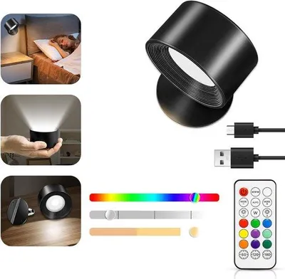 Zdjęcie produktu dla Lampa ścienna LED z akumulatorem do salonu i sypialni – do użytku na zewnątrz i wewnątrz – z funkcją ładowania przez USB – zasilana bateryjnie – sterowana pilotem