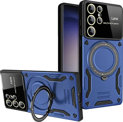 Produktbild von Rüstung Handyhülle für Samsung Galaxy S23 Ultra Dual-Layer Magnetisches Ringhalter Ständer Magsafe Hülle Blau