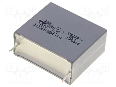 Obrázok produktu pre 1 kondenzátor: X2, 2,2 µF, 32x14x28 mm, typ R46KR422000M1K, kondenzátor X2/Y2, priemer 27,5 mm, tolerancia 10 %