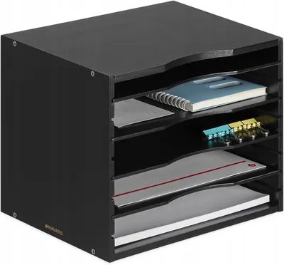 Produktbild von Navaris Bambus Organizer Dokumente Schwarz 5 Fächer