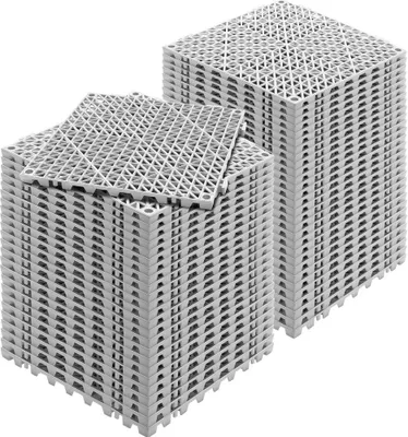 Obrázok produktu pre Zámková dlažba - 55 ks - Drenážna dlažba - 30 x 30 cm - Štvorcová terasová dlažba - PVC dlažba - Sivá - Vonkajšia - Kúpeľňa, bazén, WC