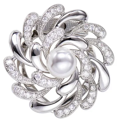Produktbild von Schalringclip für Damen, Strassblumen-Gürtelclip, Schal-Schiebeschnalle, Metall-Blumen-Schalbrosche, Krawattenclips für Hemden, Bekleidungsaccessoires G