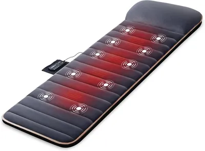 Zdjęcie produktu dla Mata do masażu z 10 wibracyjnymi silnikami, mata do masażu z funkcją podgrzewania, elektryczny masażer całego ciała z 4 poduszkami grzewczymi, mata do masażu do foteli