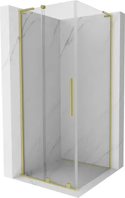 Produktbild von Mexen Velar L Duschkabine Schiebetür 110 x 110 cm, transparent, gebürstetes Gold - 871-110-110-03-55