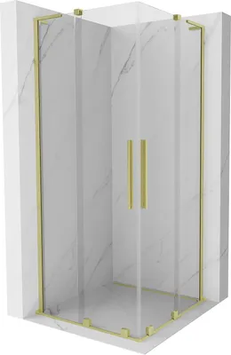 Produktbild von Mexen Velar L Duo Schiebeduschkabine 100 x 100 cm, transparent, gold gebürstet - 871-100-100-02-03-55