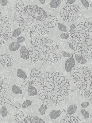 Produktbild von Vliestapete mit Blumenmuster und Glanz-Effekt – Hellgrau, Silber