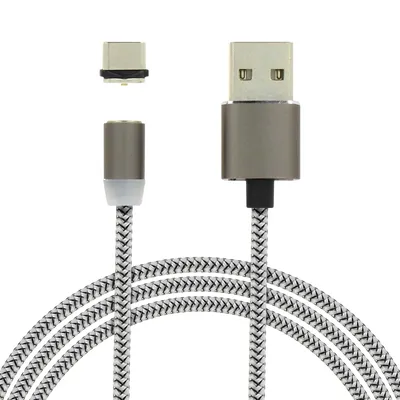Image de Avizar, câble de charge USB / USB-C en nylon (1 mètre) avec adaptateurs USB-C, couleur argent