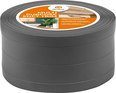 Produktbild von QUEST 4in1 Multifunktionsleiste, Weichsockelleiste Selbstklebend 1x120mm, 10m, Abschlussleiste Multifunktional, Flexibel, Dekorativ, UV-beständig, W3, dunkelgrau