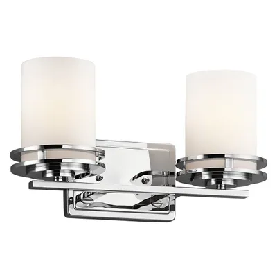 Immagine prodotto di Lampada da parete per bagno cromata con doppio paralume in vetro Hendrik 2xG9 3W Kichler