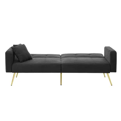 Produktbild von MERAX Schlafsofa mit Bettfunktion, Bettsofa, Klappsofa, Gästebett，umwandelbares Schlafsofa mit Lammwolloberfläche und vergoldeten Beinen