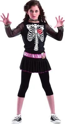 Produktbild von Skelettkostüm Kostüm Skelett Pink für Kinder Kinderkostüm Knochen Halloween Gr. 110/116 - 134/140, Größe:122/128