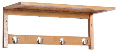 Immagine prodotto di Appendiabiti da parete con ganci e ripiano | Colore: Marrone | Dimensioni: 50x16x17,5 cm