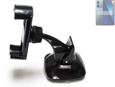 Produktbild von K-S-Trade kompakte Handy-Halterung Windschutzscheibe kompatibel mit Xiaomi POCO C65 Armaturenbrett schwarz Autohalterung KFZ Halter Scheiben-Halterung