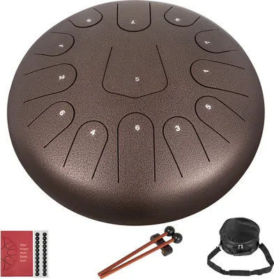 Obrázok produktu pre VEVOR Tongue Drum 12 "13 tónov Hand Tongue Drum Steel Tongue Drum Perkusný nástroj s paličkami a taškou Chestnut
