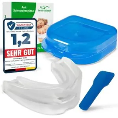 Produktbild von Perfekt-Schlafen24® 2-in-1 Schnarchschiene Gerät – Zahnschiene Knirschen Schnarchstopper|Schiene Knirscherschiene für Nacht| Schnarchen Stopper Zahnschutz|AufbissschieneGegen Schnarchen
