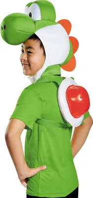 A child wearing a Yoshi costume set.