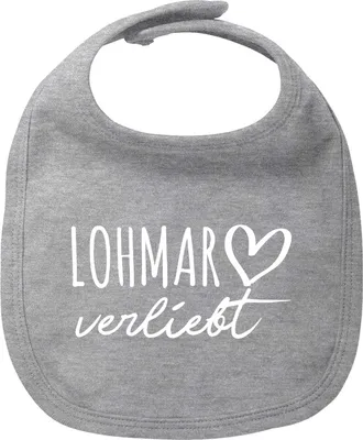 Produktbild von Huuraa Baby Lätzchen Lohmar verliebt Heather Grey Klettverschluss  Baumwolle Latz Geschenkidee