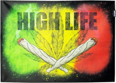 Produktbild von PSYWORK Schwarzlicht Stoffposter Neon "Joint Ganja High Life", 50x70cm