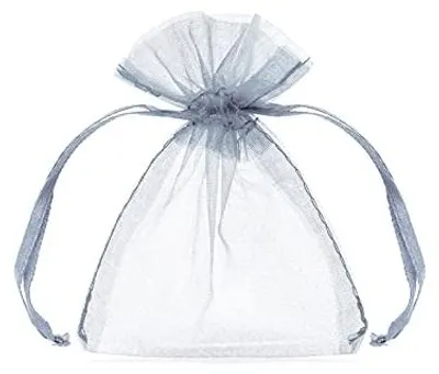 Organza-Beutel silber, 10 Stück, 7,5 x 12 cm