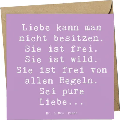 Produktbild von Mr. & Mrs. Panda Grußkarte Spruch Liebe und Freiheit - Lavendeltraum - Geschenk, handgefertigt, verschenken, Glückwunschkarte, genießen, Gefühle, doppelkarte, Stimmung