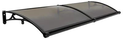 Image de Avant-toit pour porte d'entrée - Protection contre la pluie pour balcon ou terrasse - Dimensions : 200 x 60 cm - Structure en alliage d'aluminium - Capacité de charge : 200 kg - Couleur : marron/noir
