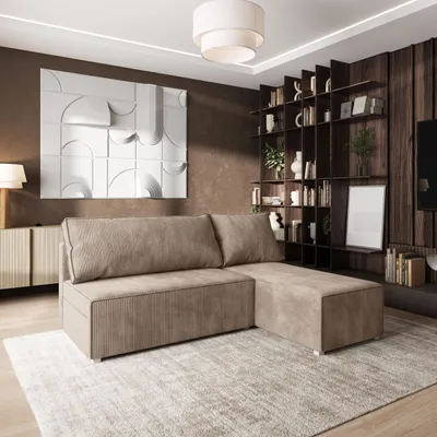 Produktbild von Masseno Ecksofa BRISO P mit Schlaffunktion L-Form, Sofa mit Bettkasten, Wohnzimmersofa, Couch, Soffa, Bettsofa, Couchgarnitur- Beige, POSO 02