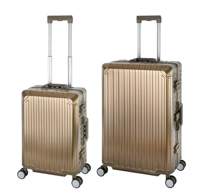 Produktbild von Travelhouse Tokyo Alu Reisekoffer Champagner S-55cm & L-72cm Hartschalenkoffer Reise Trolley Koffer Set