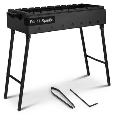 Produktbild von Klappbar Mangal für 11 Spieße, Länge 70cm, Stahl 2,0mm, Holzkohlegrill BBQ für Spieße oder Grillrost Schaschlik Shashlychnik Grill