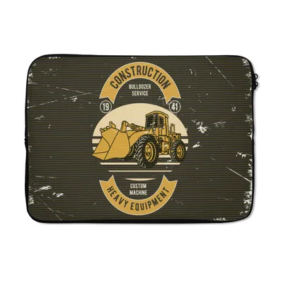 Produktbild von MuchoWow® Laptop Hülle 13 Zoll Bulldozer - Gelb - Zeichnung - Retro Laptoptasche - Laptophülle - Sleeve - Rundumschutz