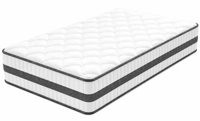 Zdjęcie produktu dla Materac typu boxspring 90 x 200 x 26 cm, 7 stref, z pianką z pamięcią kształtu i sprężynami kieszeniowymi, wysokość H3, idealny dla osób samotnych, młodzieży i do pokoju gościnnego