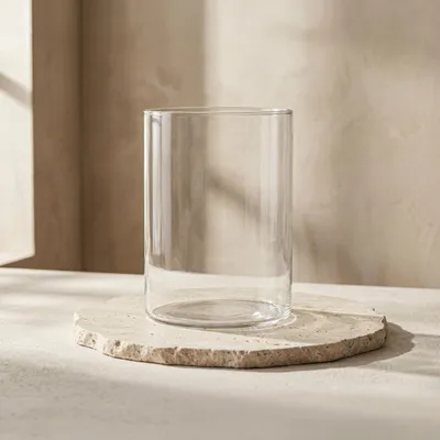 Zdjęcie produktu dla Szklana waza cylindryczna, wysokość 20 cm, średnica 15 cm, do kwiatów