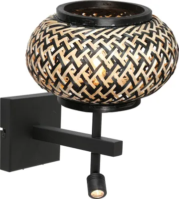 Image de Steinhauer - applique murale - Stang - noir - bambou métal - lampe de lit - E27 - 4456ZW