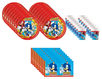 Produktbild von Sonic Partygeschirr Set 52-tlg Kindergeburtstag Deko Teller Becher Serviette